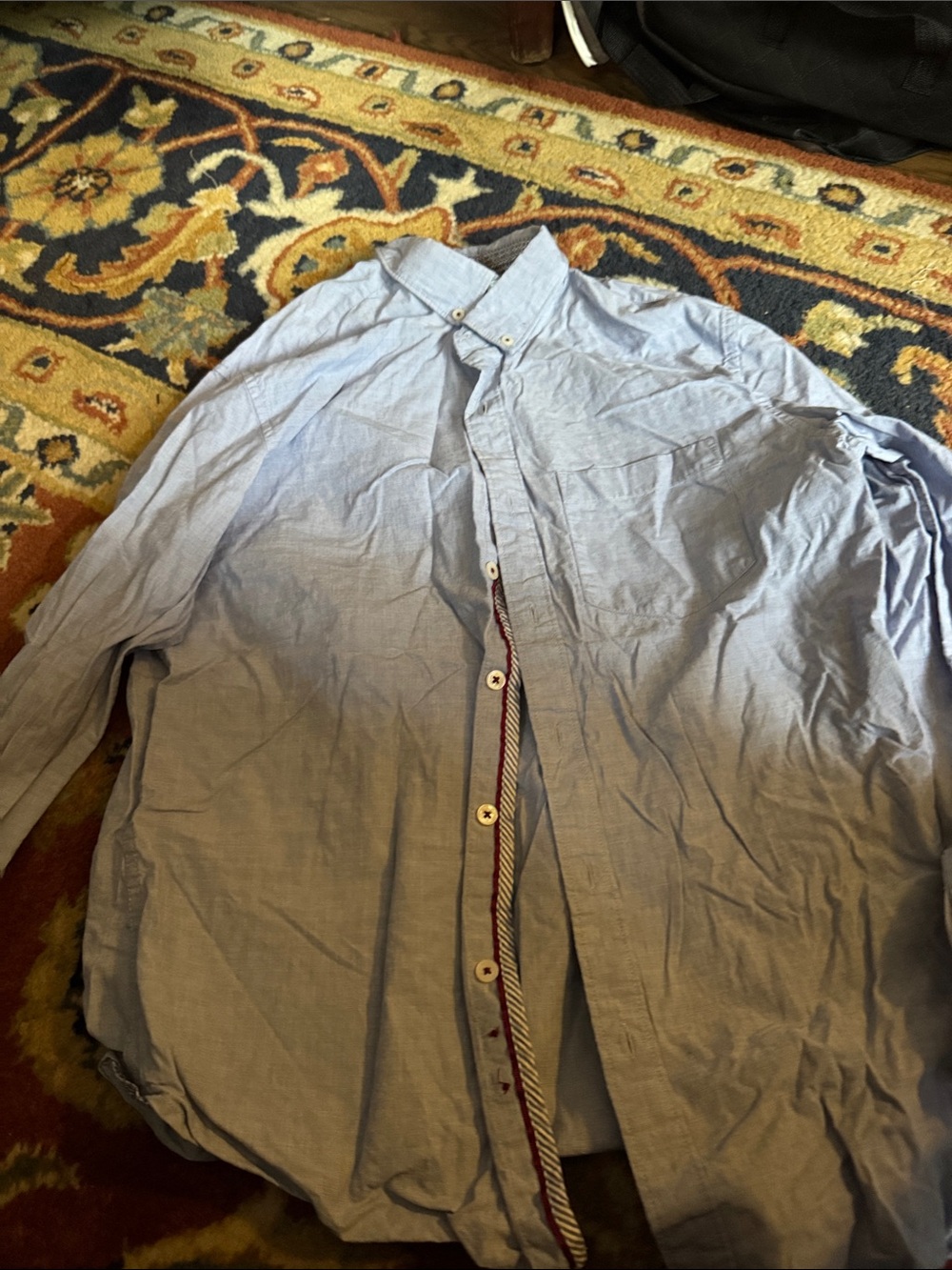 Light Blue Men's denim and flower Button-Down Shirt